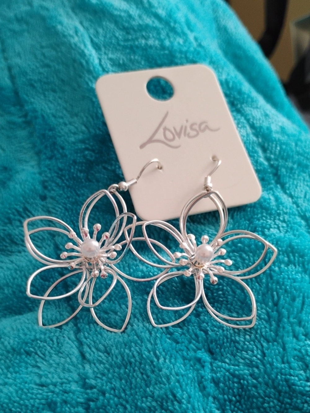 Lovisa Silver Floral Drop Earrings with Pearl Accent